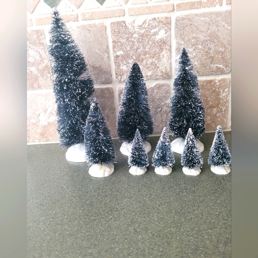 Festive Black and White Miniature Christmas Trees Set